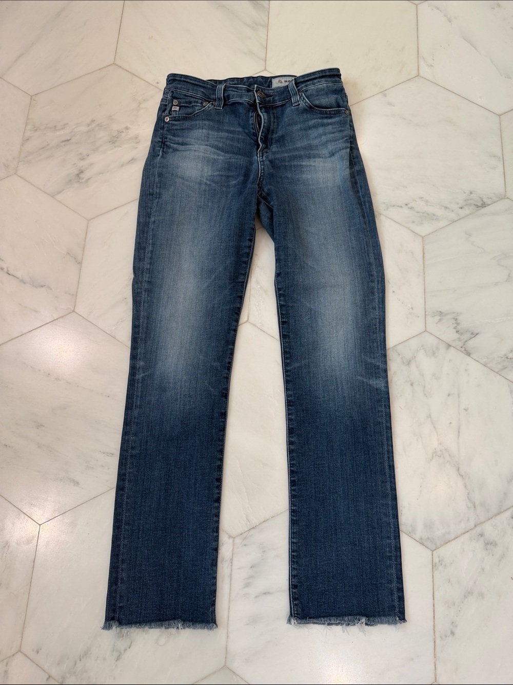 AG Adriano Goldschmied Straight-Leg Faded Blue Jeans